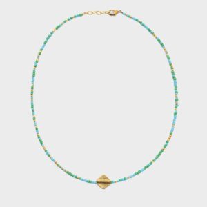 RHOMBUS SMALL BEADS NECKLACE NI-67 TURQUISE