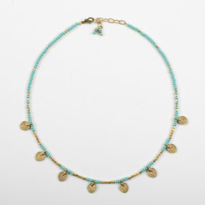 LEAVES SHORT NECKLACE NI-116 TURQUOISE